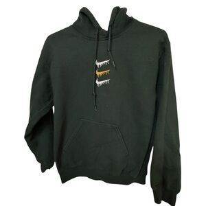 Retro Streetwear Nike Swoosh Logo Embroidered Men's S Green Hoodie